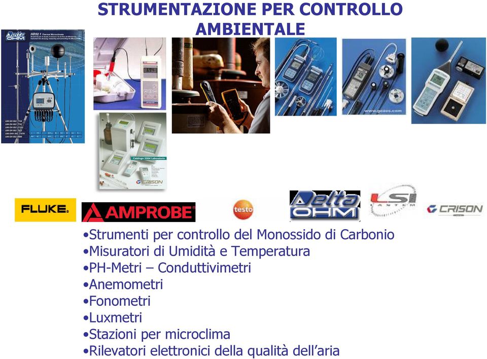 Temperatura PH-Metri Conduttivimetri Anemometri Fonometri