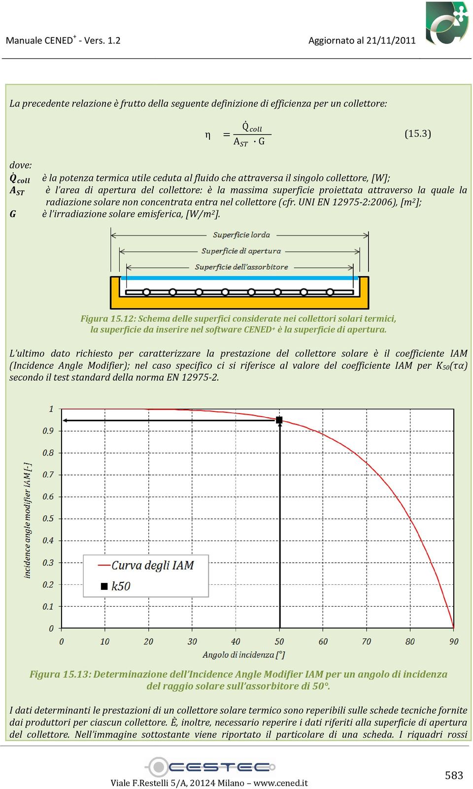 radiazione solare non concentrata entra nel collettore (cfr. UNI EN 12975-2:2006), [m 2 ]; è l irradiazione solare emisferica, [W/m 2 ]. Figura 15.