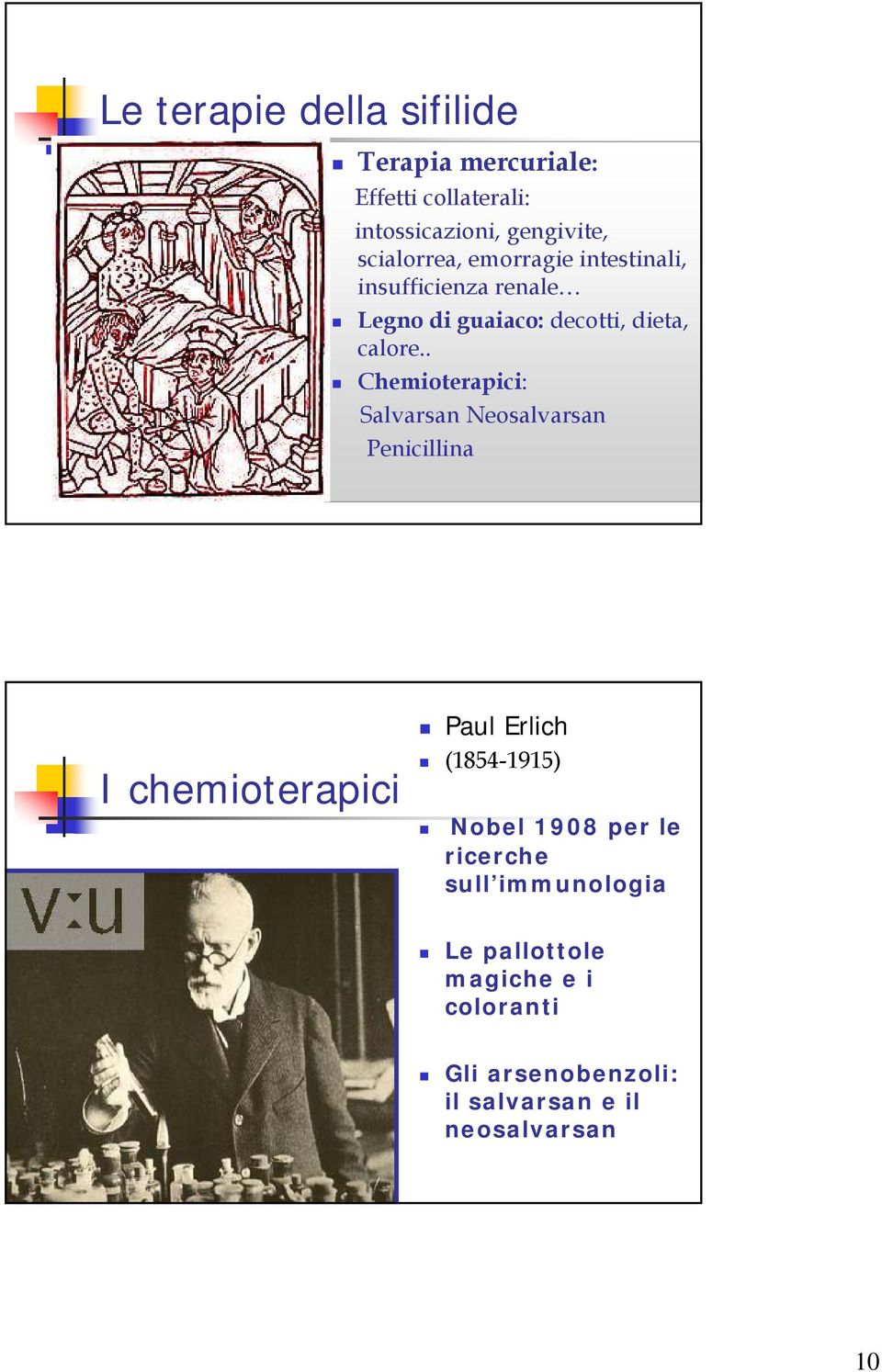 . Chemioterapici: Salvarsan Neosalvarsan Penicillina I chemioterapici Paul Erlich (1854-1915) Nobel 1908