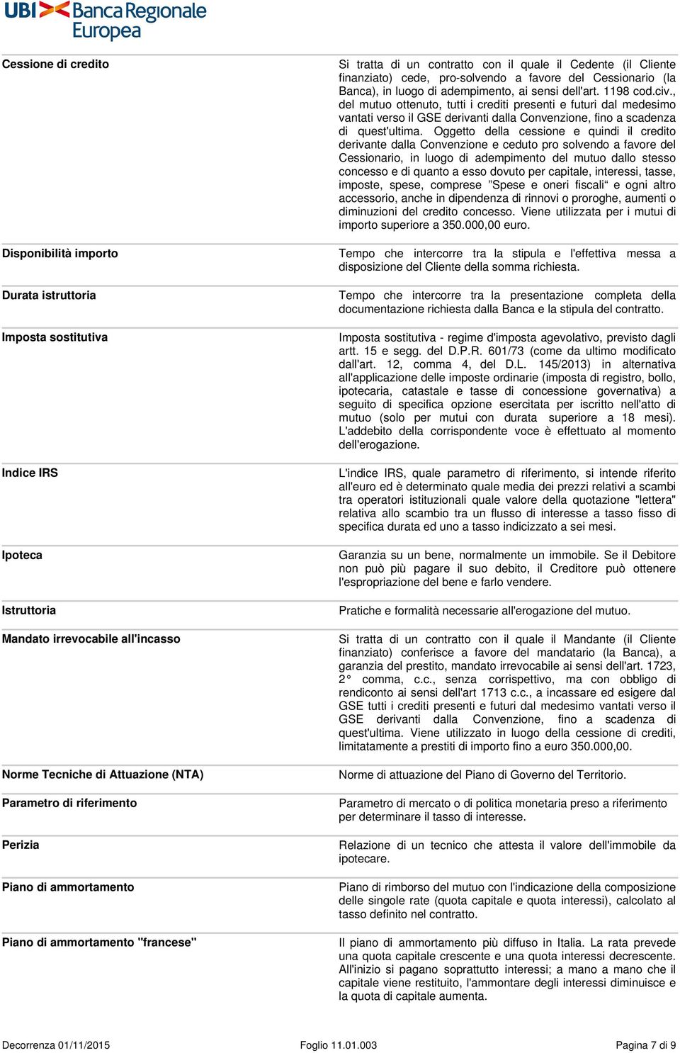 Oggetto della cessione e quindi il credito derivante dalla Convenzione e ceduto pro solvendo a favore del Cessionario, in luogo di adempimento del mutuo dallo stesso concesso e di quanto a esso