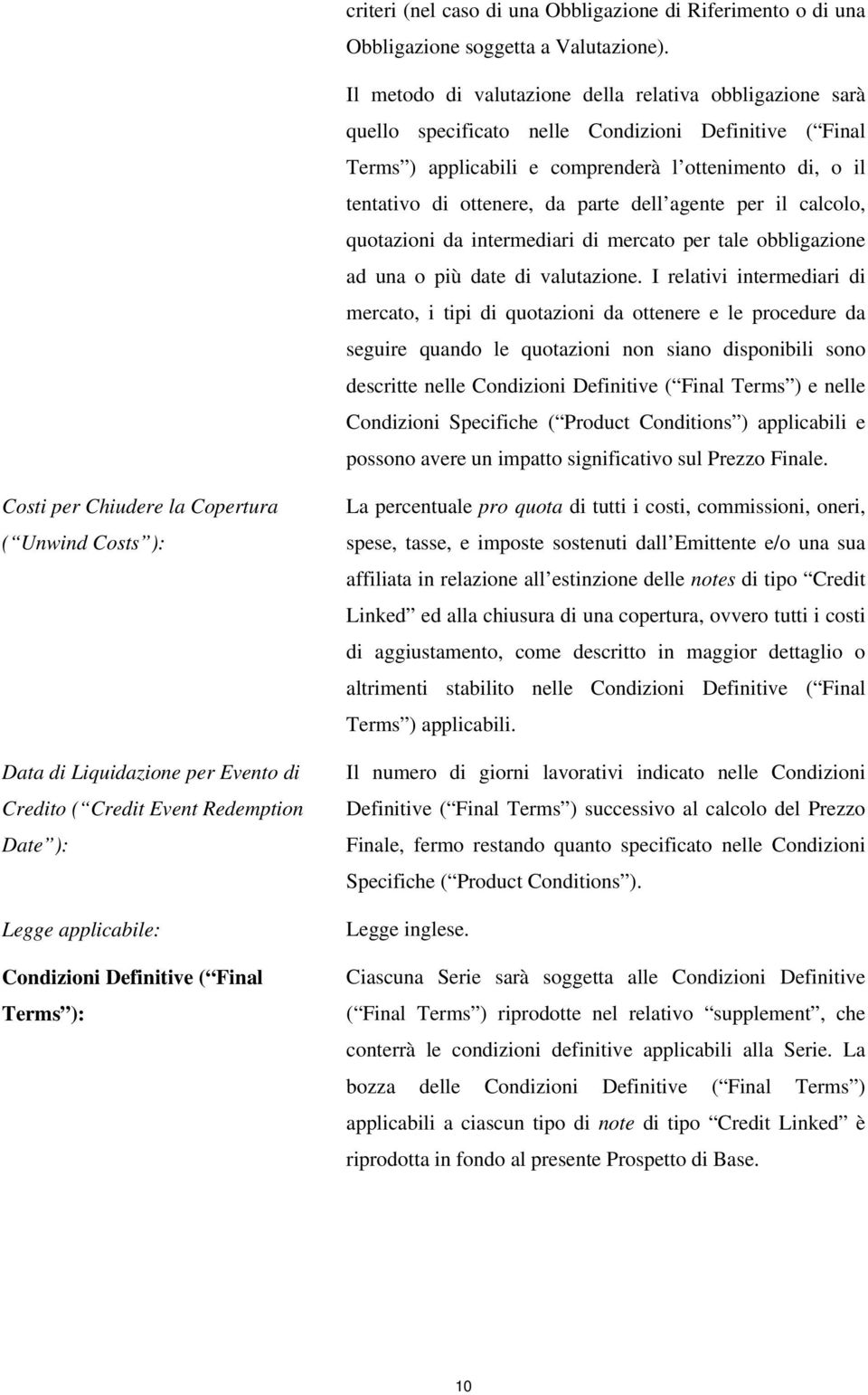 parte dell agente per il calcolo, quotazioni da intermediari di mercato per tale obbligazione ad una o più date di valutazione.