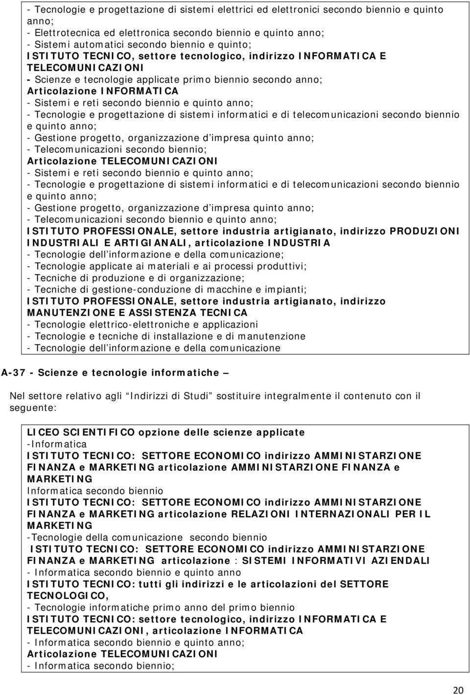 secondo biennio e quinto anno; - Tecnologie e progettazione di sistemi informatici e di telecomunicazioni secondo biennio e quinto anno; - Gestione progetto, organizzazione d impresa quinto anno; -