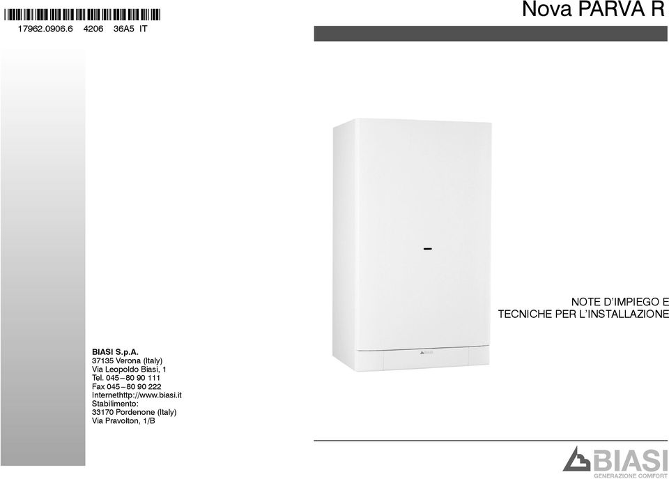 6 206 65 IT Nova PRV R NOTE D IMPIEGO E TECNICHE PER L