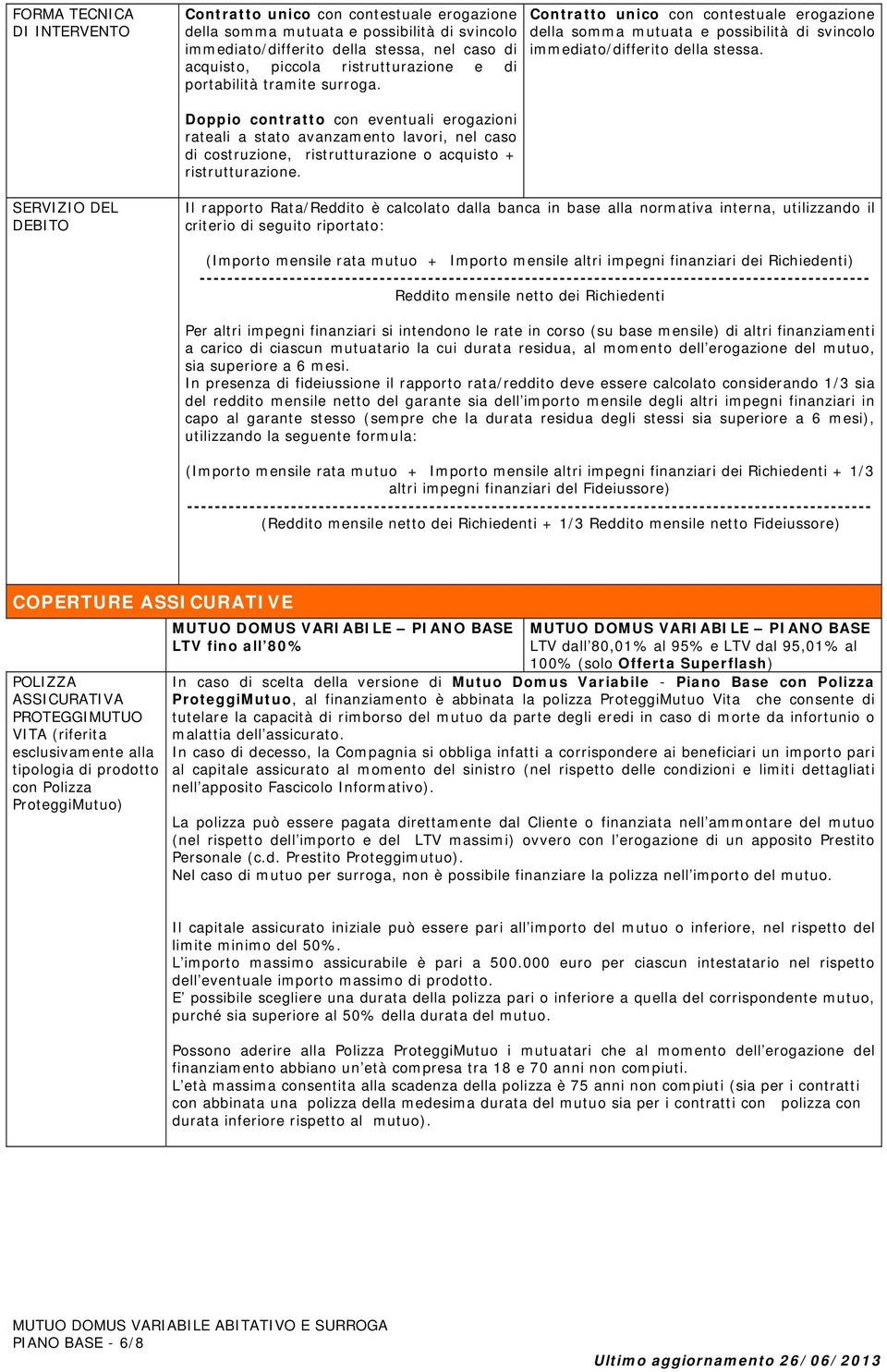 Doppio contratto con eventuali erogazioni rateali a stato avanzamento lavori, nel caso di costruzione, ristrutturazione o acquisto + ristrutturazione.