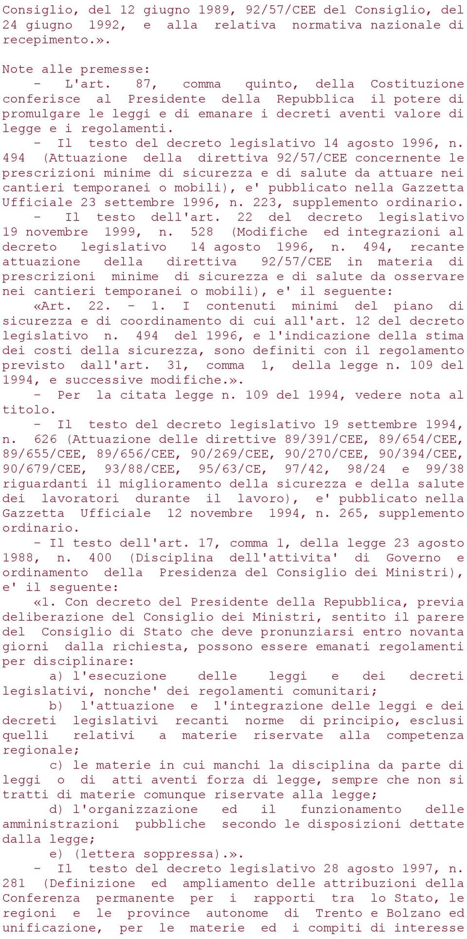 - Il testo del decreto legislativo 14 agosto 1996, n.