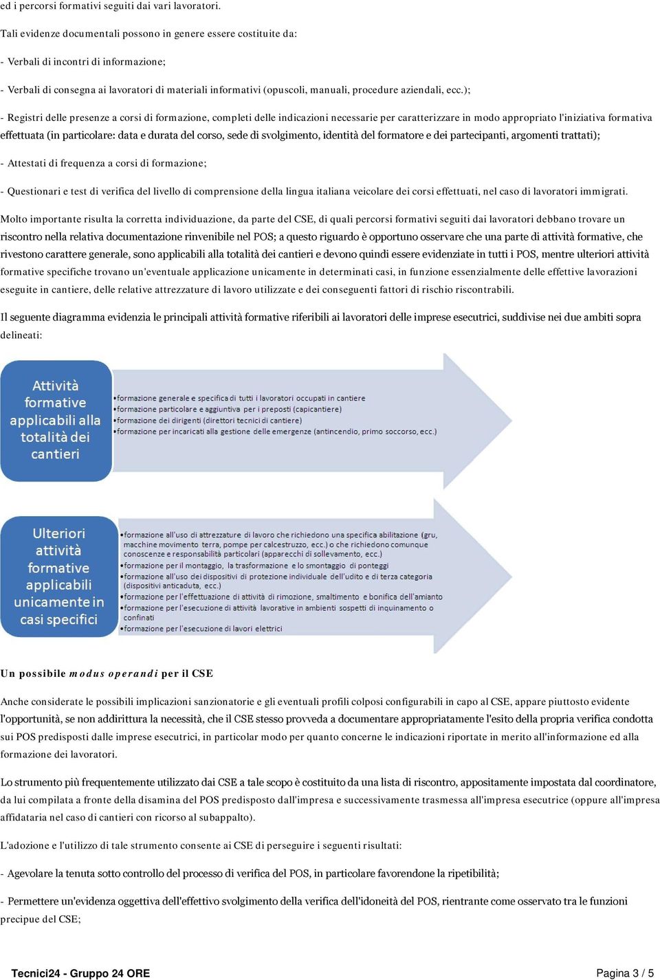 ); - Registri delle presenze a corsi di formazione, completi delle indicazioni necessarie per caratterizzare in modo appropriato l'iniziativa formativa effettuata (in particolare: data e durata del