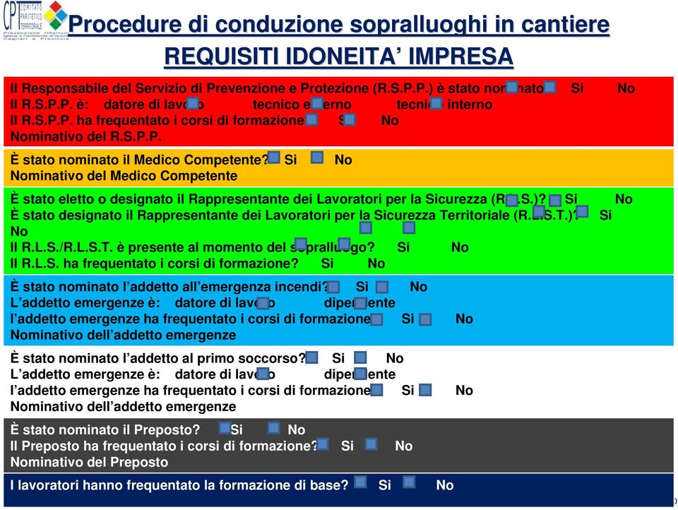 Si No Nominativo del Medico Competente È stato eletto o designato il Rappresentante dei Lavoratori per la Sicurezza (R.L.S.)?