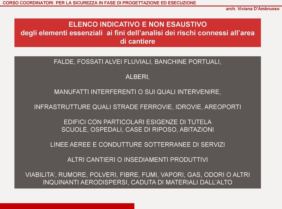 EDIFICI CON PARTICOLARI ESIGENZE DI TUTELA SCUOLE, OSPEDALI, CASE DI RIPOSO, ABITAZIONI LINEE AEREE E CONDUTTURE SOTTERRANEE DI SERVIZI ALTRI