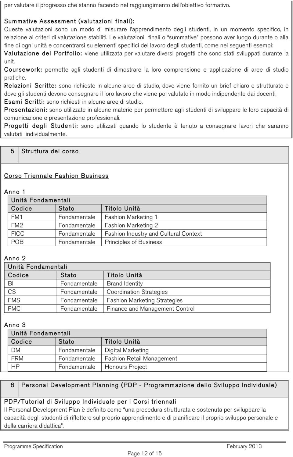 Le valutazioni finali o summative possono aver luogo durante o alla fine di ogni unità e concentrarsi su elementi specifici del lavoro degli studenti, come nei seguenti esempi: Valutazione del