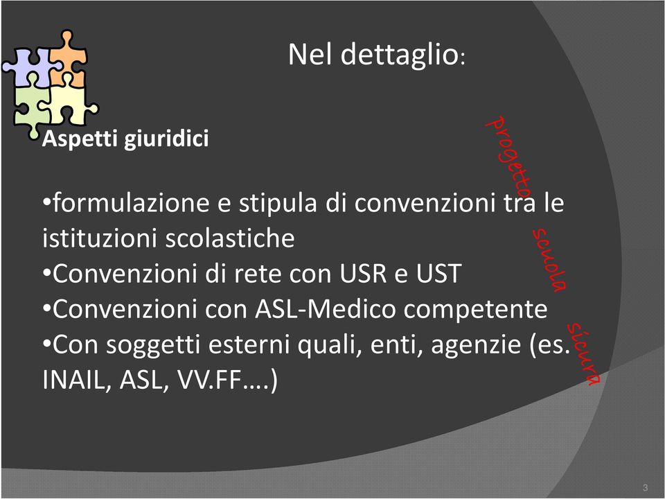 rete con USR e UST Convenzioni con ASL-Medico competente Con