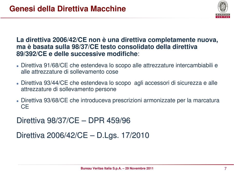 attrezzature di sollevamento cose Direttiva 93/44/CE che estendeva lo scopo agli accessori di sicurezza e alle attrezzature di sollevamento