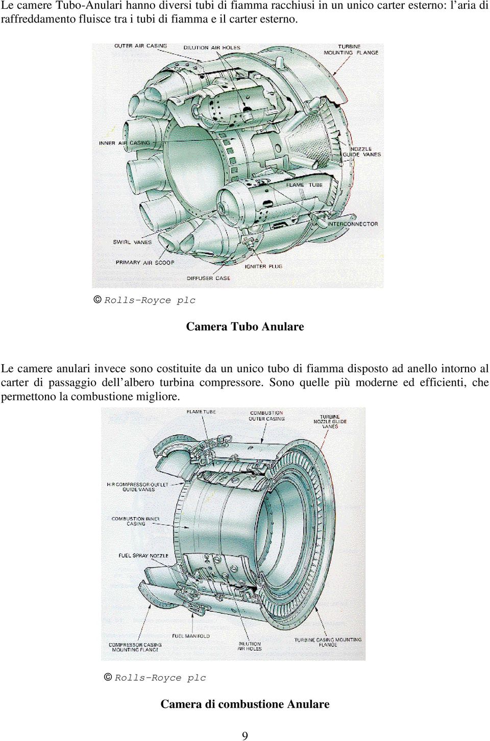 Camera Tubo Anulare Le camere anulari invece sono costituite da un unico tubo di fiamma disposto ad anello