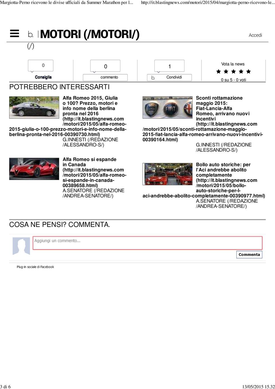 INNESTI (/REDAZIONE /ALESSANDRO-S/) Alfa Romeo si espande in Canada /motori/2015/05/alfa-romeo- si-espande-in-canada- 00389658.html) A.