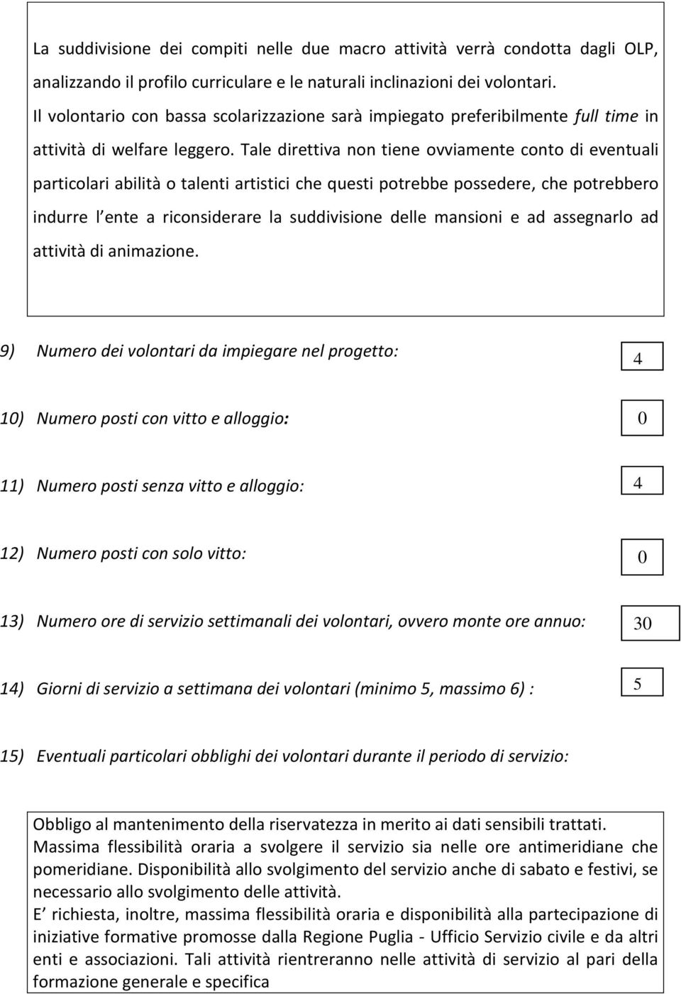 Tale direttiva non tiene ovviamente conto di eventuali particolari abilità o talenti artistici che questi potrebbe possedere, che potrebbero indurre l ente a riconsiderare la suddivisione delle