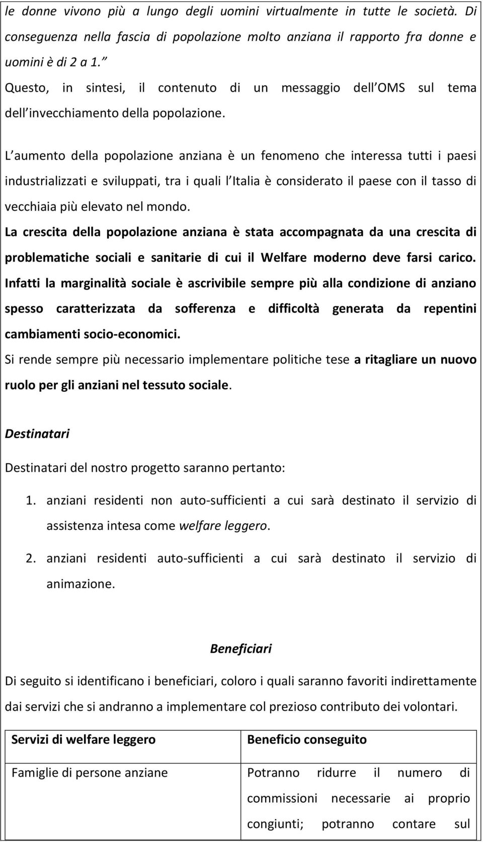 L aumento della popolazione anziana è un fenomeno che interessa tutti i paesi industrializzati e sviluppati, tra i quali l Italia è considerato il paese con il tasso di vecchiaia più elevato nel