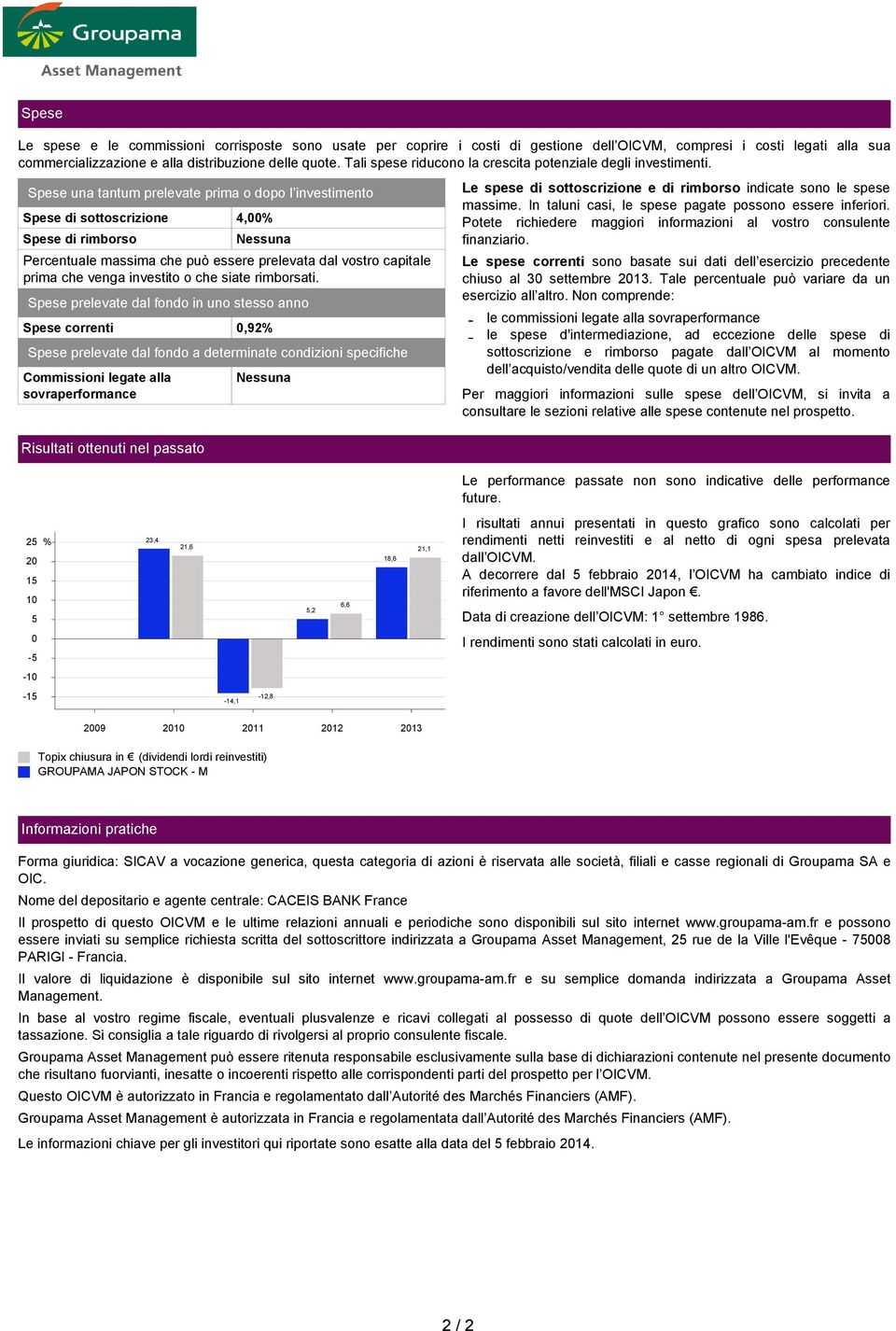 Spese una tantum prelevate prima o dopo l investimento Spese di sottoscrizione 4,00% Spese di rimborso Nessuna Percentuale massima che può essere prelevata dal vostro capitale prima che venga