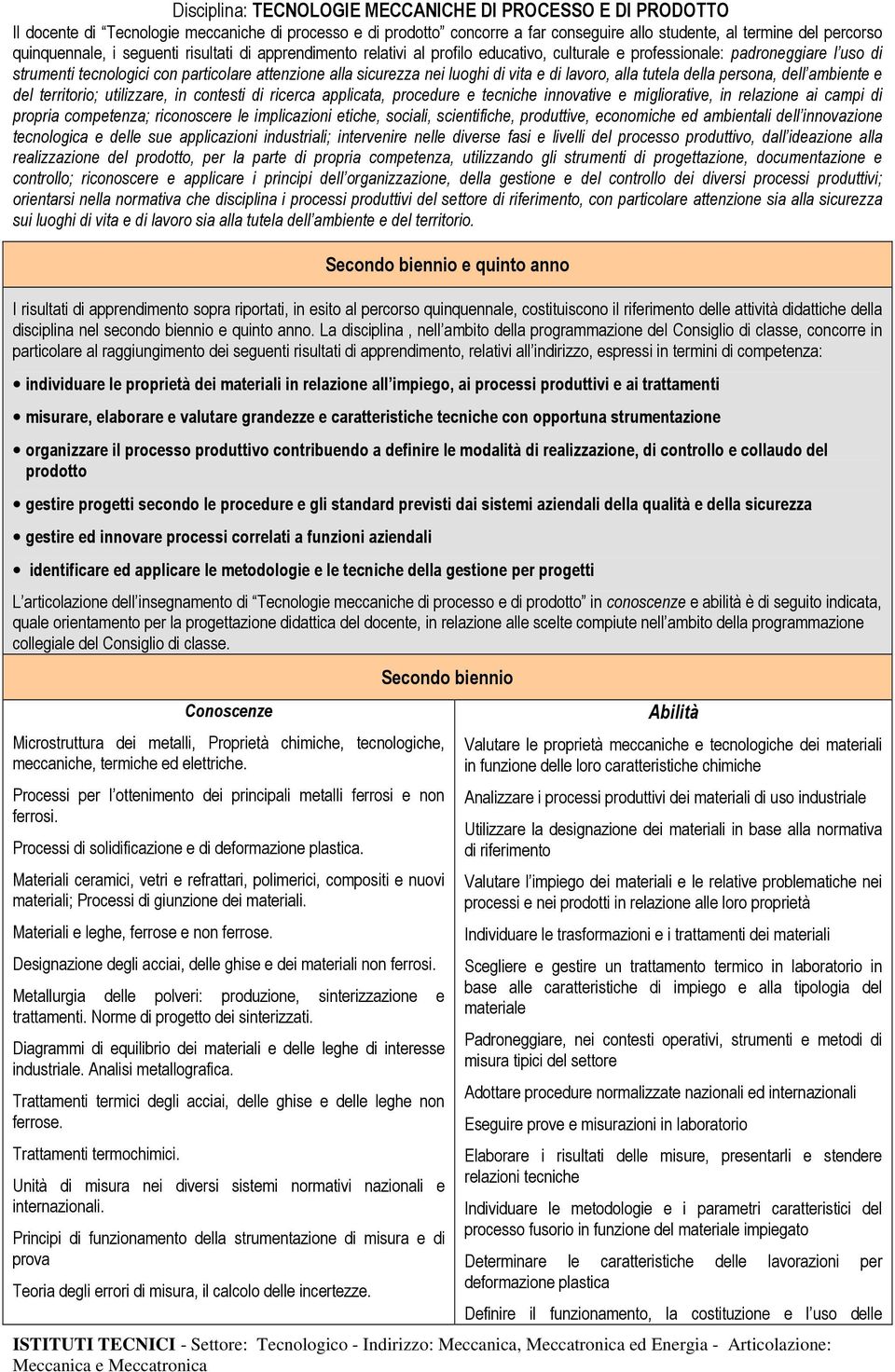 nei luoghi di vita e di lavoro, alla tutela della persona, dell ambiente e del territorio; utilizzare, in contesti di ricerca applicata, procedure e tecniche innovative e migliorative, in relazione