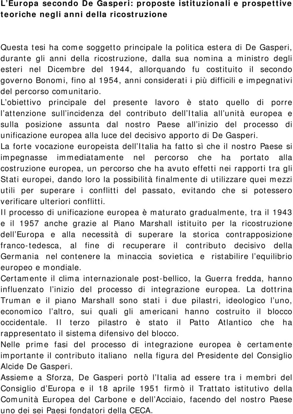 del percorso comunitario.