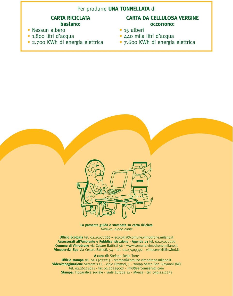 it Assessorati all Ambiente e Pubblica Istruzione - Agenda 21 tel. 02.25077220 Comune di Vimodrone via Cesare Battisti 56 - www.comune.vimodrone.milano.