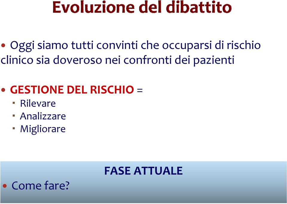 dei pazienti GESTIONE DEL RISCHIO = Rilevare