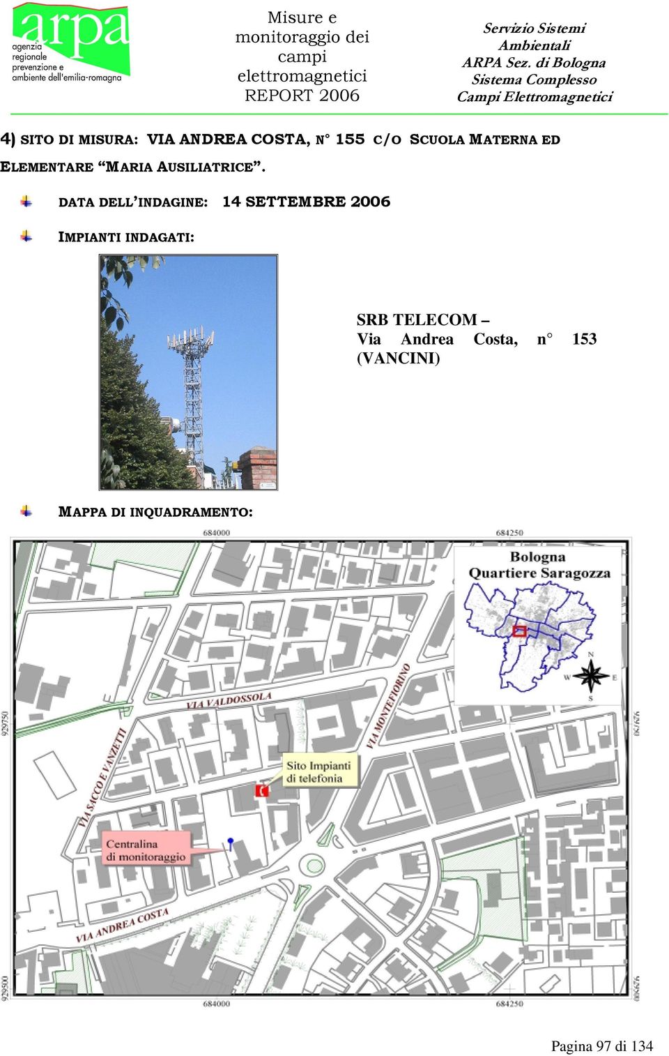 DATA DELL INDAGINE: 14 SETTEMBRE 2006 IMPIANTI INDAGATI: