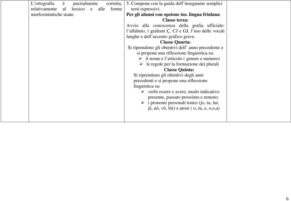 Classe Quarta: Si riprendono gli obiettivi dell anno precedente e si propone una riflessione linguistica su: il nome e l articolo ( genere e numero) le regole per la formazione dei plurali Classe