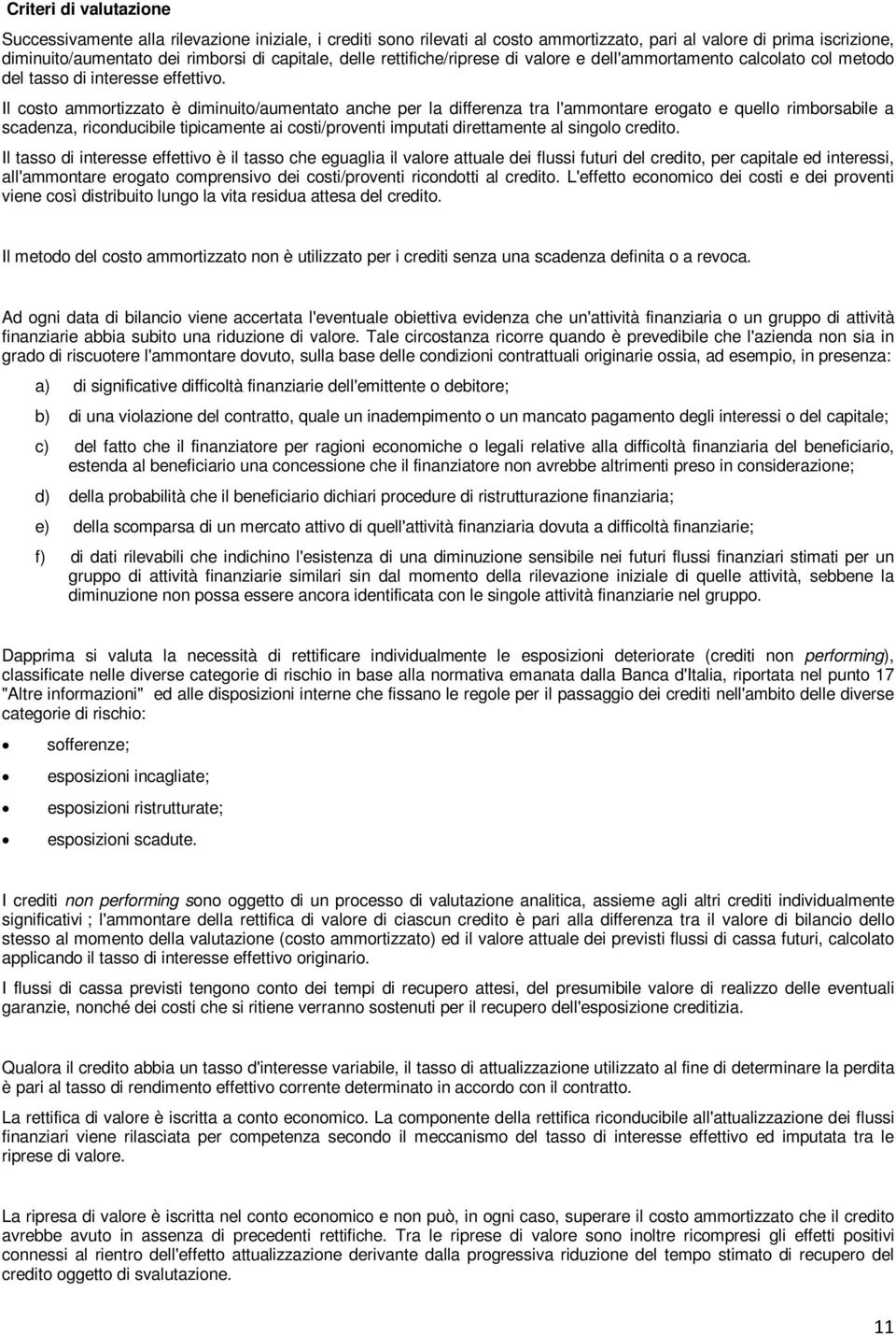 Il costo ammortizzato è diminuito/aumentato anche per la differenza tra l'ammontare erogato e quello rimborsabile a scadenza, riconducibile tipicamente ai costi/proventi imputati direttamente al