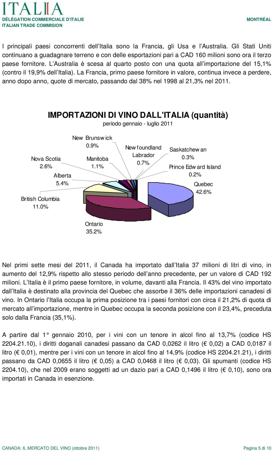 La, primo paese fornitore in valore, continua invece a perdere, anno dopo anno, quote di mercato, passando dal 38% nel 1998 al 21,3% nel 2011.