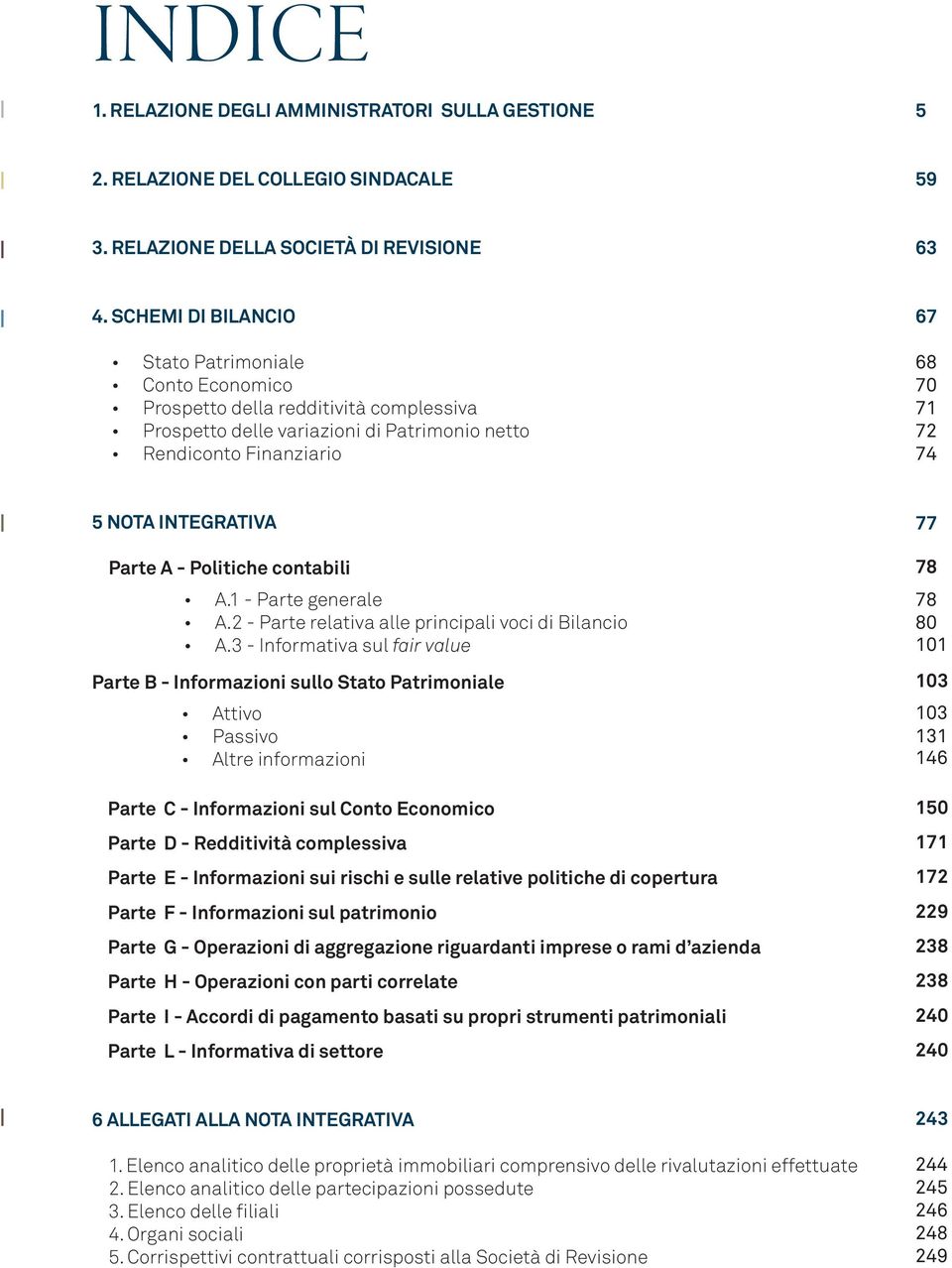 INTEGRATIVA Parte A - Politiche contabili A.1 - Parte generale A.2 - Parte relativa alle principali voci di Bilancio A.