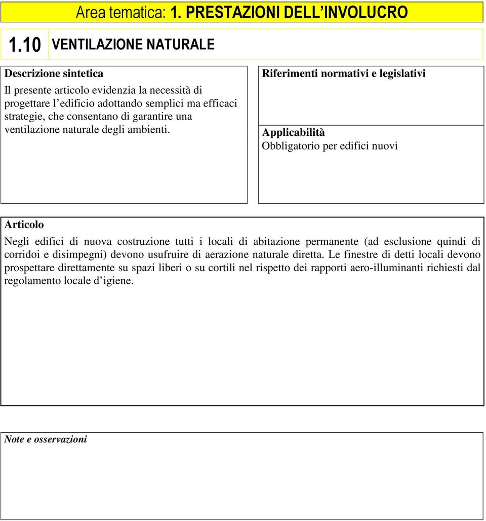 garantire una ventilazione naturale degli ambienti.