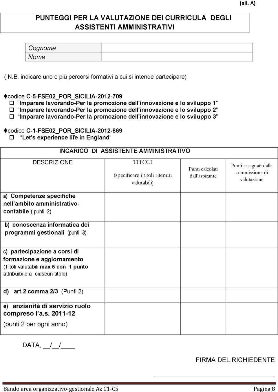 la promozione dell'innovazione e lo sviluppo 2 Imparare lavorando-per la promozione dell'innovazione e lo sviluppo 3 codice C-1-FSE02_POR_SICILIA-2012-869 Let's experience life in England INCARICO DI