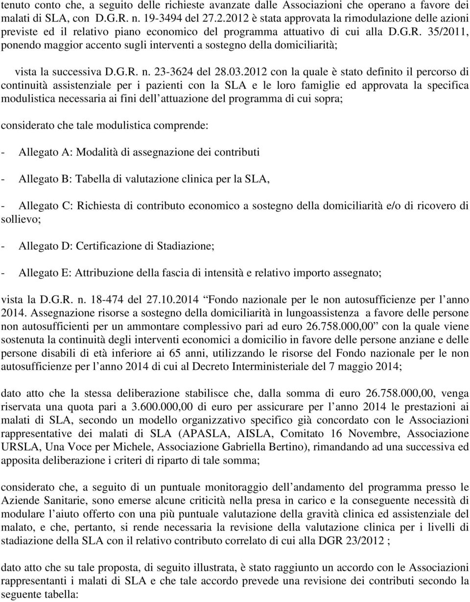 35/2011, ponendo maggior accento sugli interventi a sostegno della domiciliarità; vista la successiva D.G.R. n. 23-3624 del 28.03.