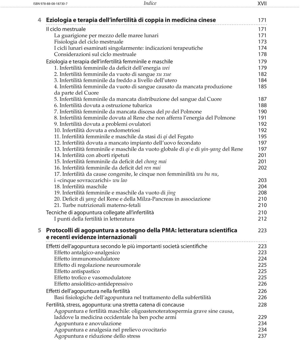 Infertilità femminile da deficit dell energia wei 179 2. Infertilità femminile da vuoto di sangue xu xue 182 3. Infertilità femminile da freddo a livello dell utero 184 4.