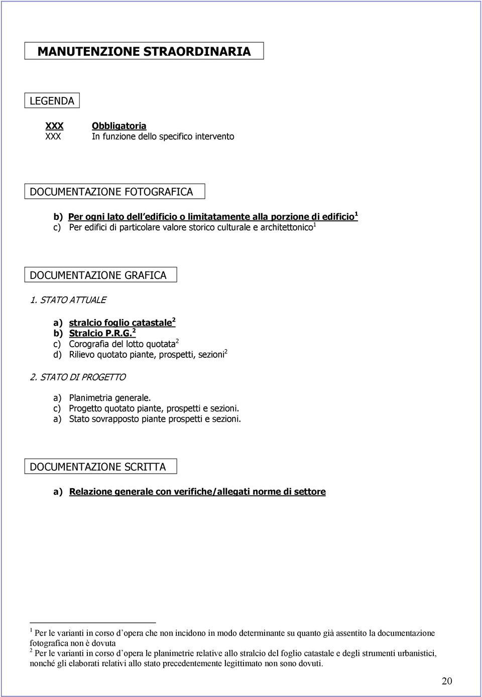 d) Rilievo quotato piante, prospetti, sezioni 2 c) Progetto quotato piante, prospetti e