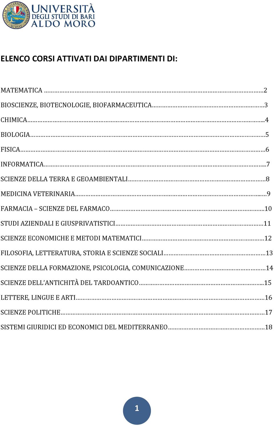 10 STUDI AZIENDALI E GIUSPRIVATISTICI 11 SCIENZE ECONOMICHE E METODI MATEMATICI 12 FILOSOFIA, LETTERATURA, STORIA E SCIENZE SOCIALI 13 SCIENZE