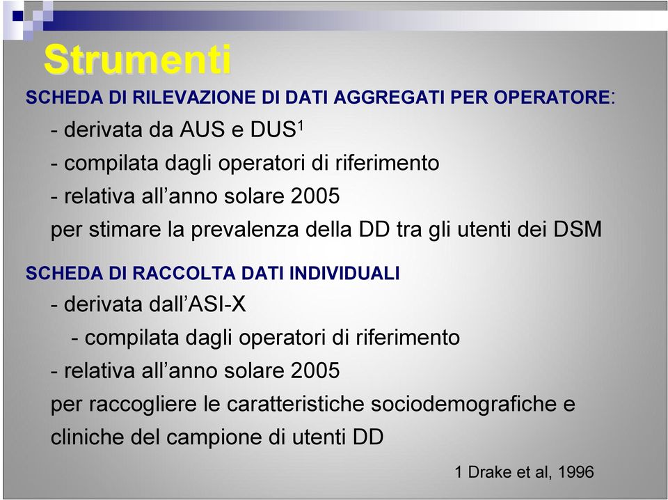 SCHEDA DI RACCOLTA DATI INDIVIDUALI - derivata dall ASI-X - compilata dagli operatori di riferimento - relativa all