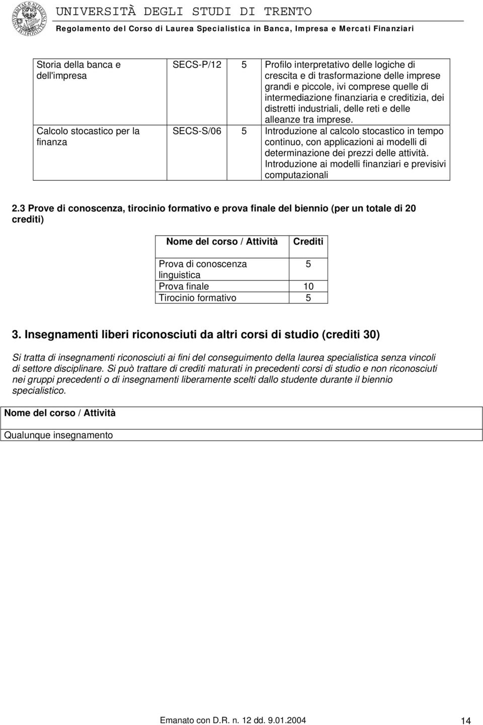 SECS-S/06 5 Introduzione al calcolo stocastico in tempo continuo, con applicazioni ai modelli di determinazione dei prezzi delle attività.