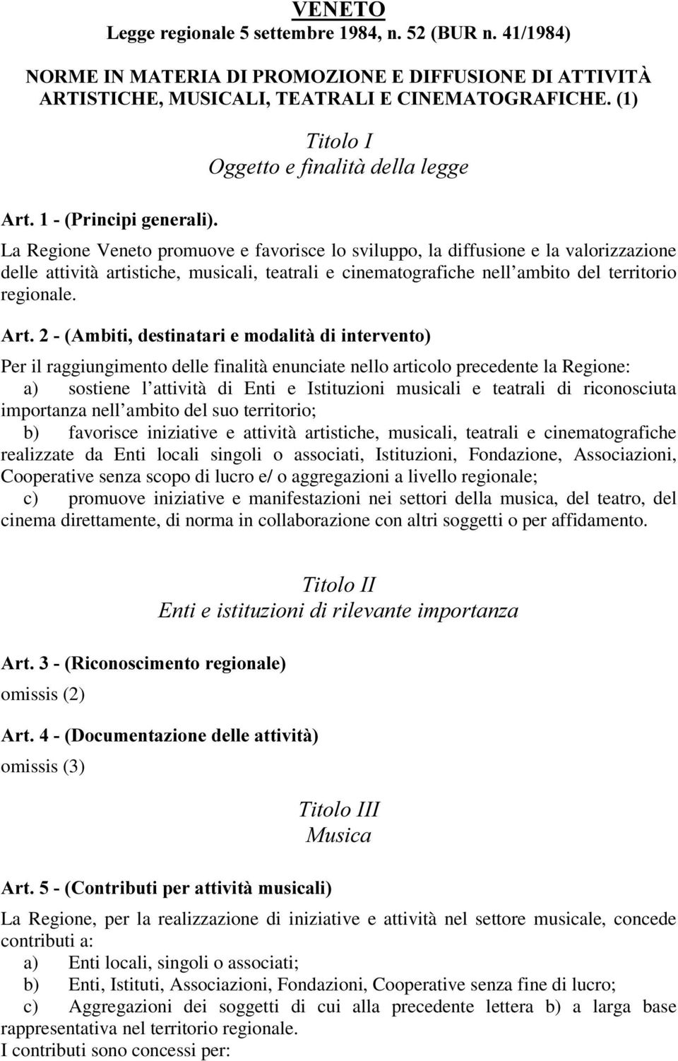 $UW$PELWLGHVWLQDWDULHPRGDOLWjGLLQWHUYHQWR Per il raggiungimento delle finalità enunciate nello articolo precedente la Regione: a) sostiene l attività di Enti e Istituzioni musicali e teatrali di