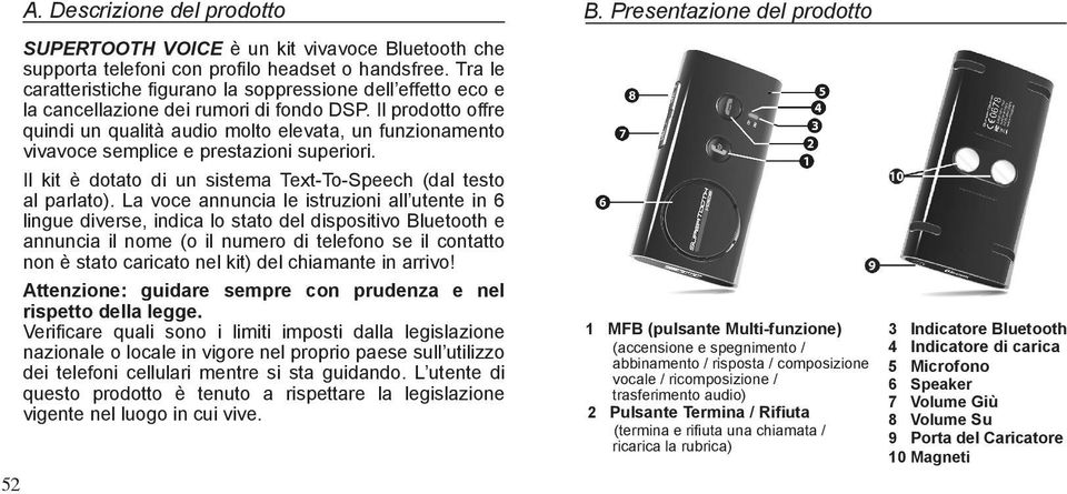 Il prodotto offre quindi un qualità audio molto elevata, un funzionamento vivavoce semplice e prestazioni superiori. Il kit è dotato di un sistema Text-To-Speech (dal testo al parlato).