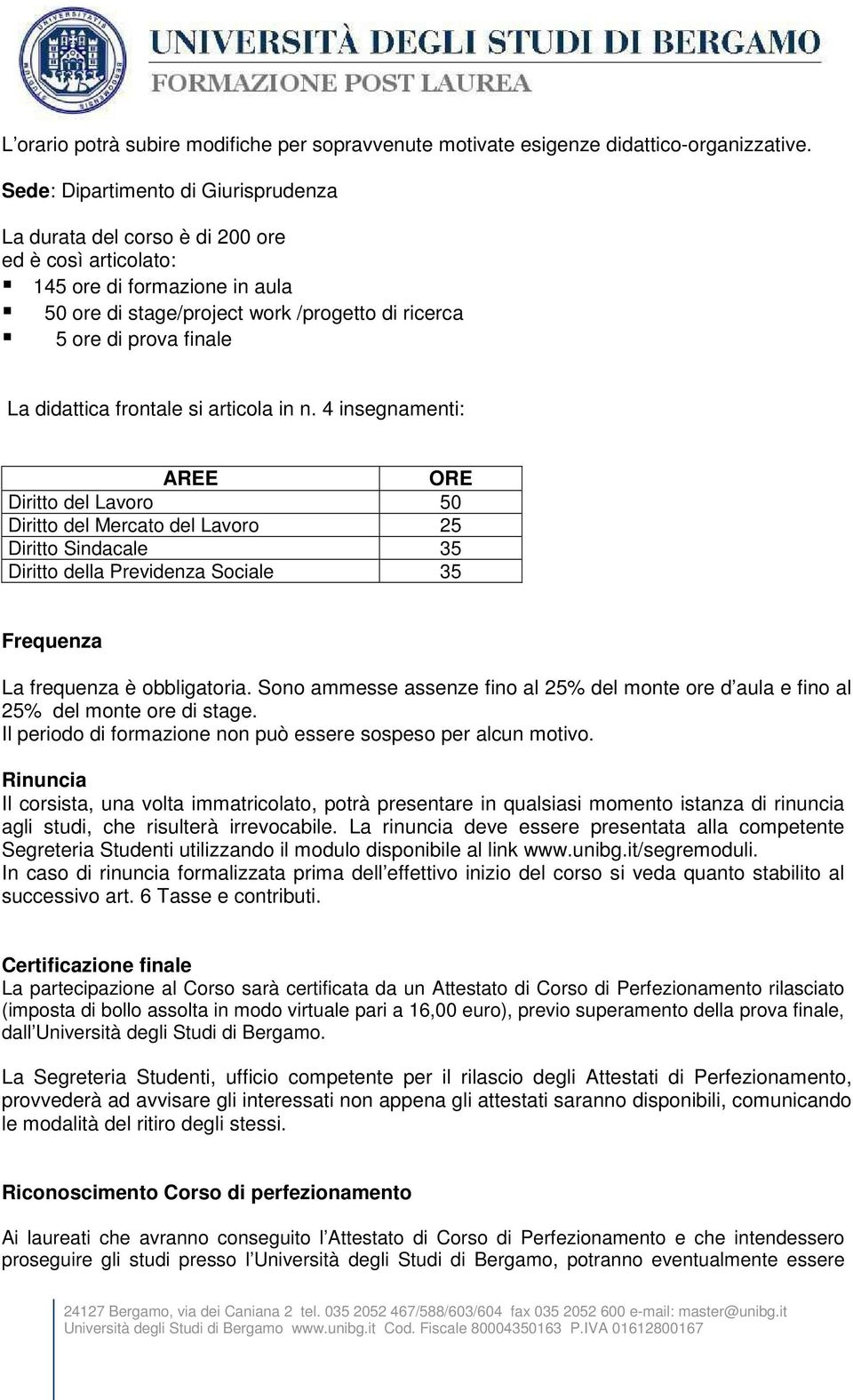 didattica frontale si articola in n.