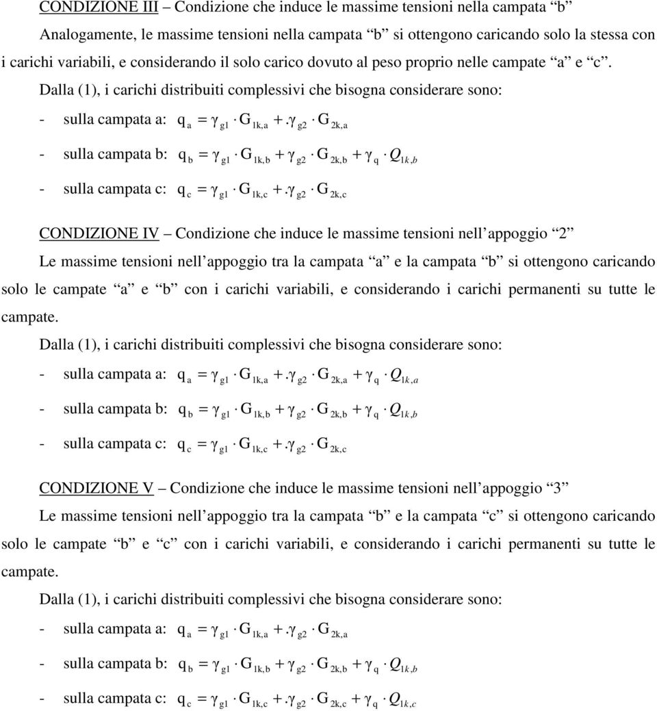 Dll (1), i rihi distriuiti omplessivi he isogn onsiderre sono: - sull mpt : 1k, 2k, - sull mpt : 1k, 2k, Q 1 k, - sull mpt : 1k, 2k, CONDIZIONE IV Condizione he indue le mssime tensioni nell ppoggio