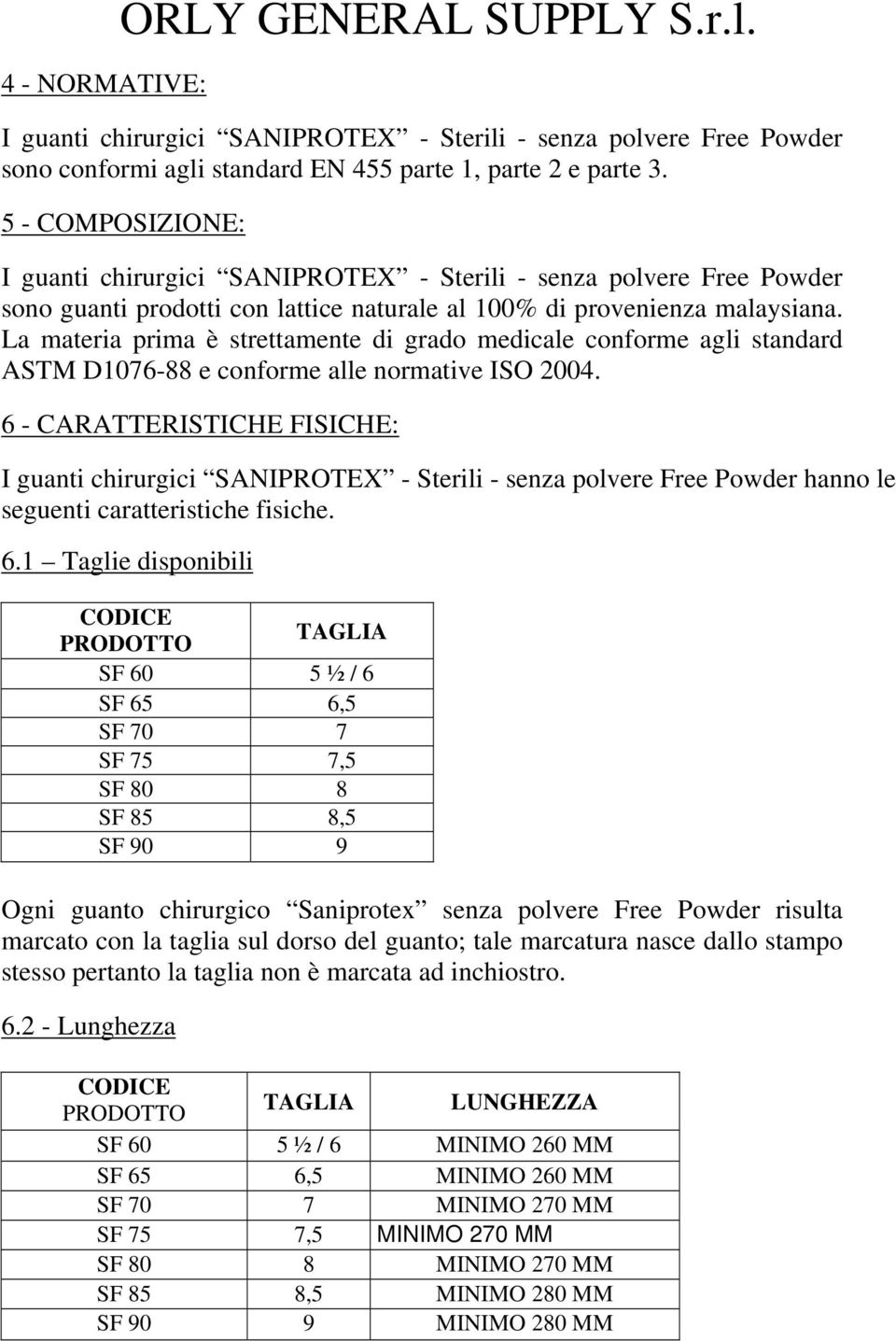 La materia prima è strettamente di grado medicale conforme agli standard ASTM D1076-88 e conforme alle normative ISO 2004.