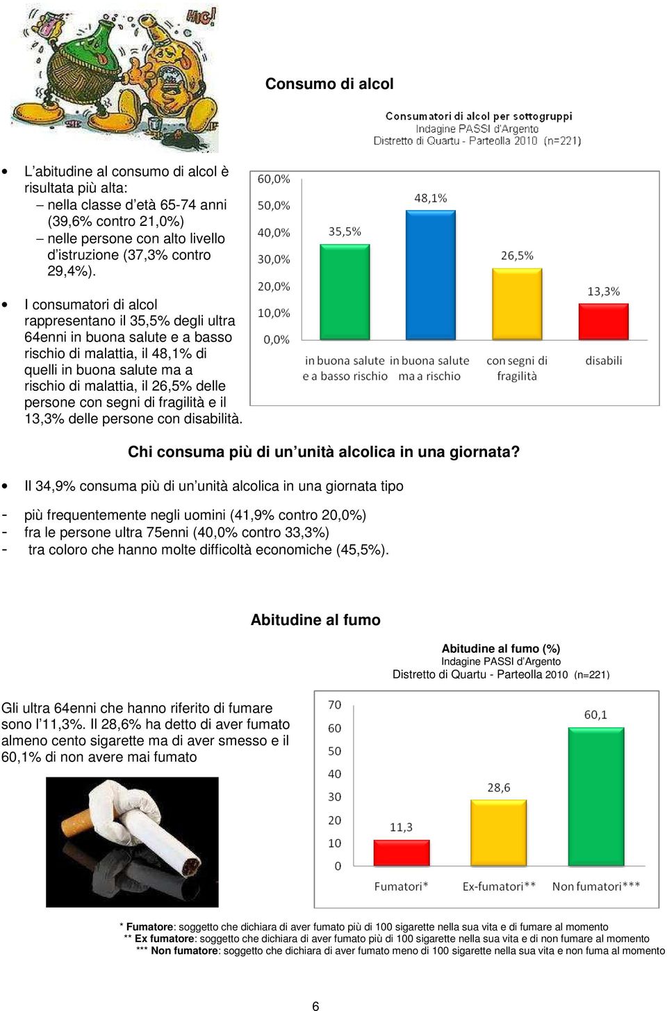 segni di fragilità e il 13,3% delle persone con disabilità. Chi consuma più di un unità alcolica in una giornata?