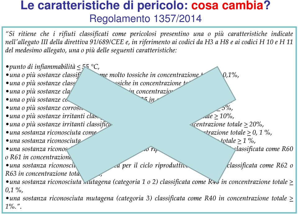 dah3ah8eaiai codicih10 10eH1111 del medesimo allegato, unaopiù delle seguenti caratteristiche: punto di infiammabilità < 55 C, unaopiù sostanze classificate come molto tossiche in concentrazione