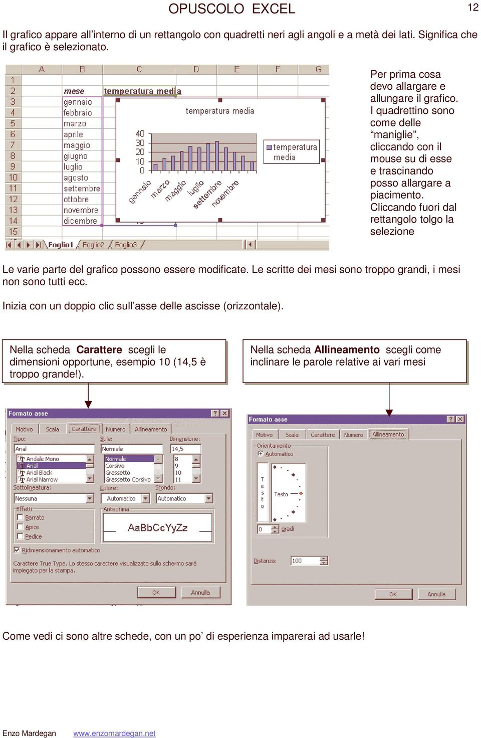 Cliccando fuori dal rettangolo tolgo la selezione Le varie parte del grafico possono essere modificate. Le scritte dei mesi sono troppo grandi, i mesi non sono tutti ecc.