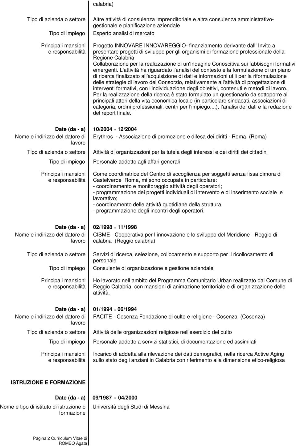 formativi emergenti.