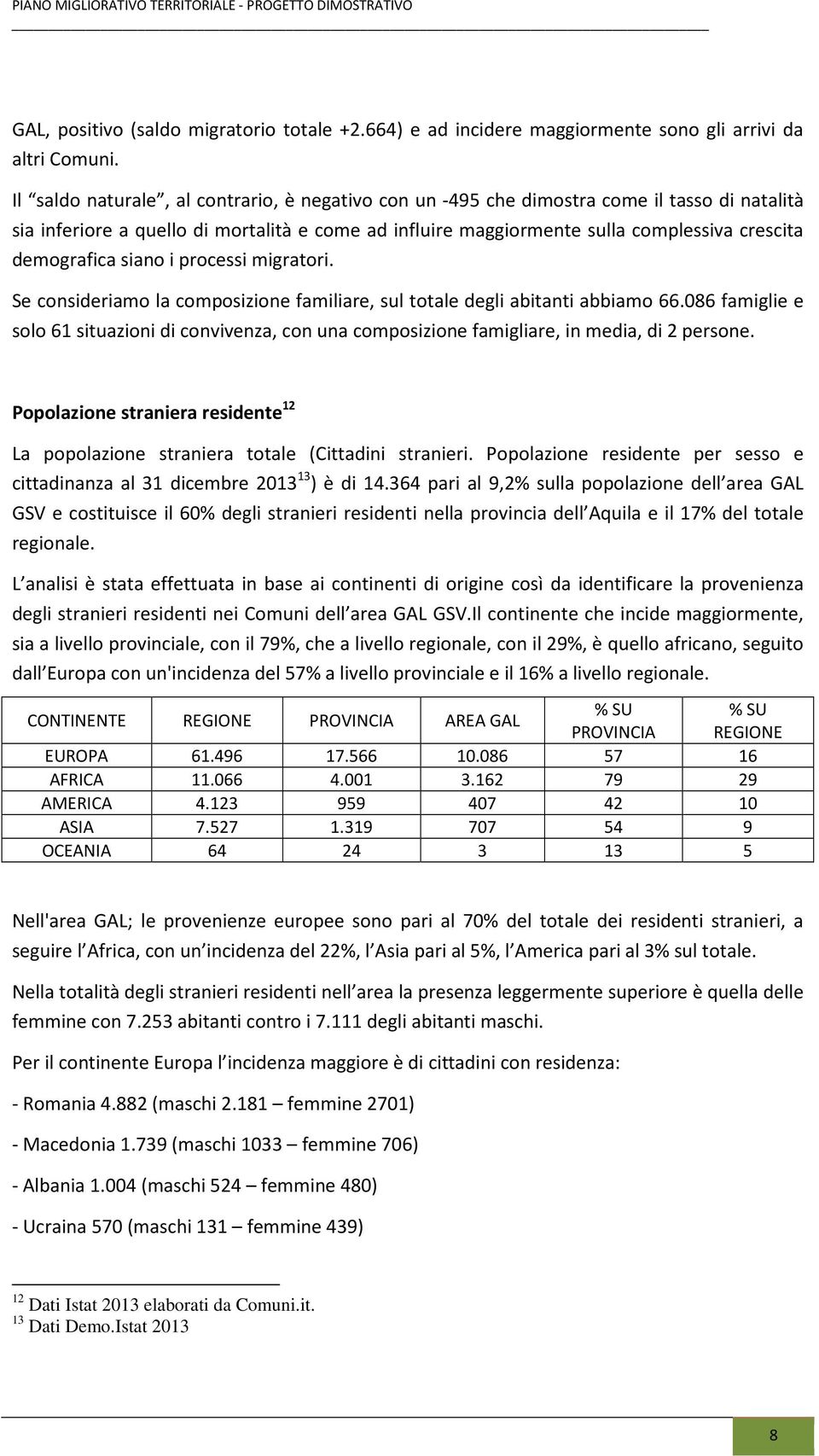 demografica siano i processi migratori. Se consideriamo la composizione familiare, sul totale degli abitanti abbiamo 66.