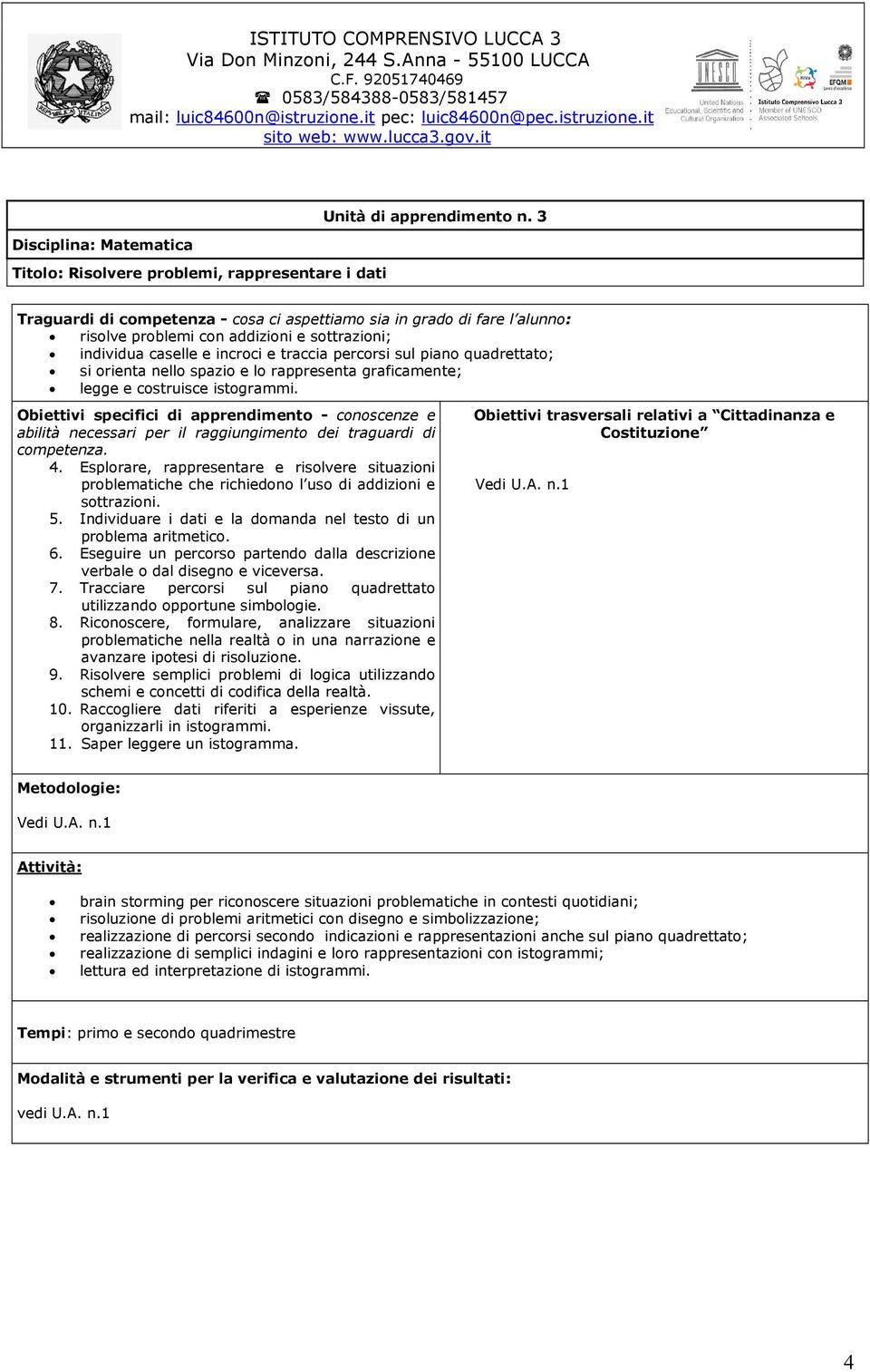 istogrammi. 4. Esplorare, rappresentare e risolvere situazioni problematiche che richiedono l uso di addizioni e sottrazioni. 5. Individuare i dati e la domanda nel testo di un problema aritmetico. 6.