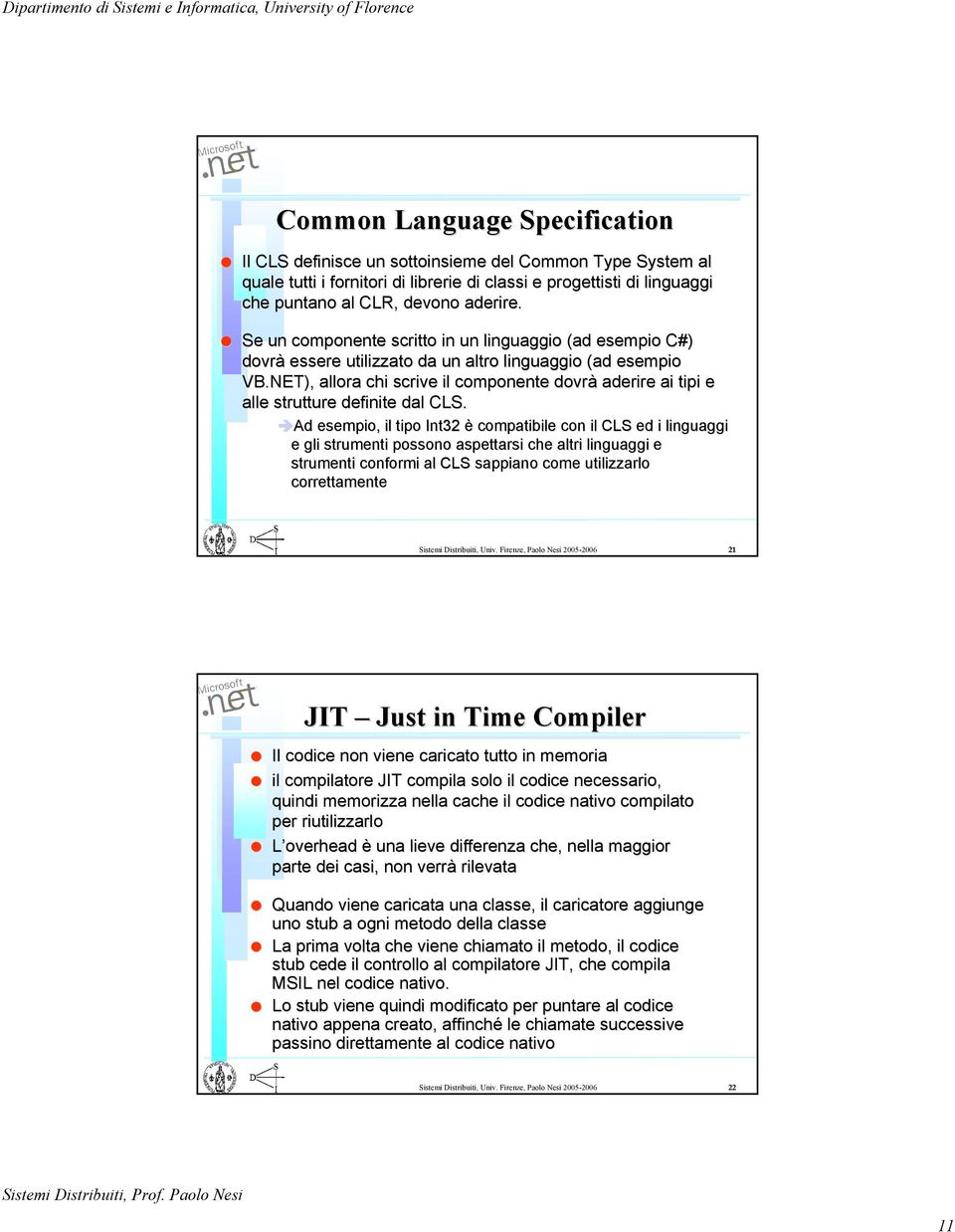 NET), allora chi scrive il componente dovrà aderire ai tipi e alle strutture definite dal CLS.