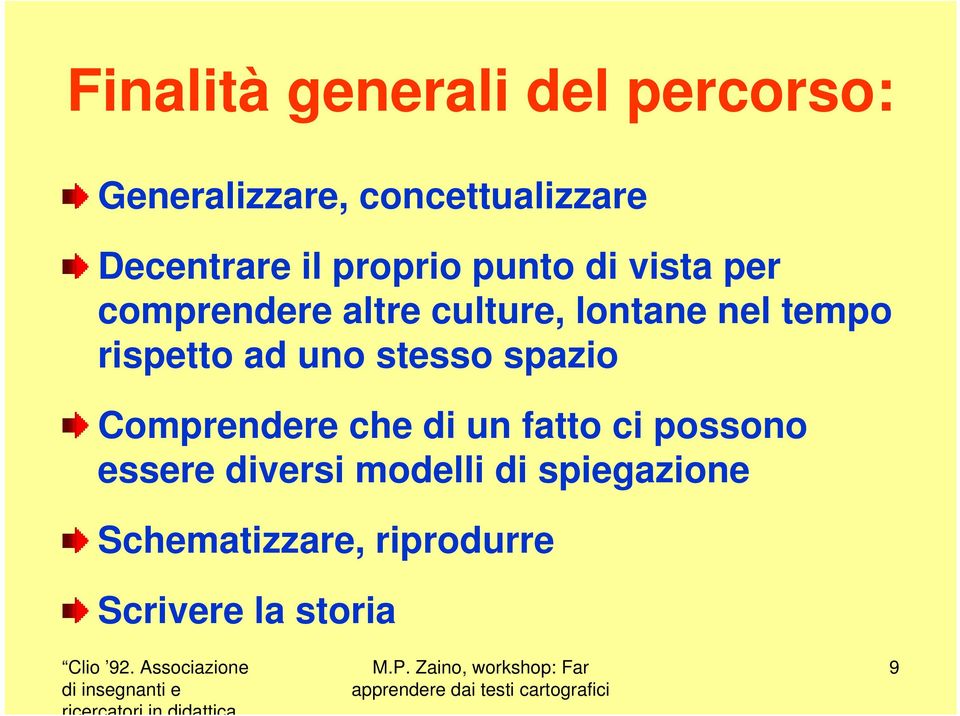 rispetto ad uno stesso spazio Comprendere che di un fatto ci possono essere